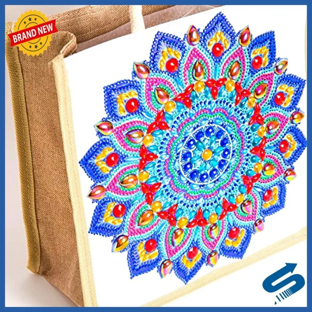 DIY Canvas Tote Bags 4 Pack Boho Diamond Painting Kits Reusable Shoulder Bags